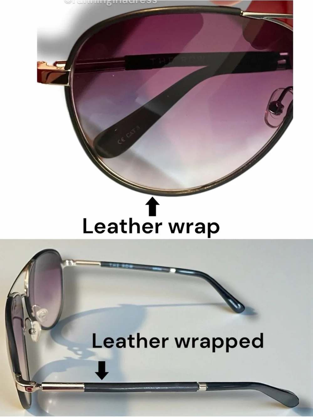 NWT The Row x Linda Farrow Leather Aviator Sunglasses Full Boutique Set - Picture 16 of 16